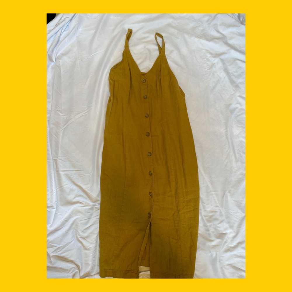 Mustard yellow midi dress